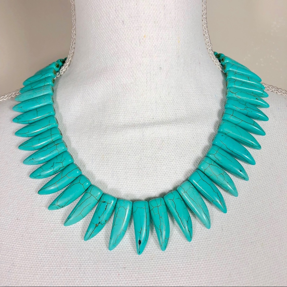 Turquoise Necklace with Irregular Stones.